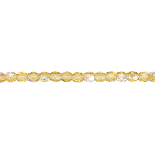 Czech Honey AB Fire Polished Round Glass Beads, 3mm - 1 Strand