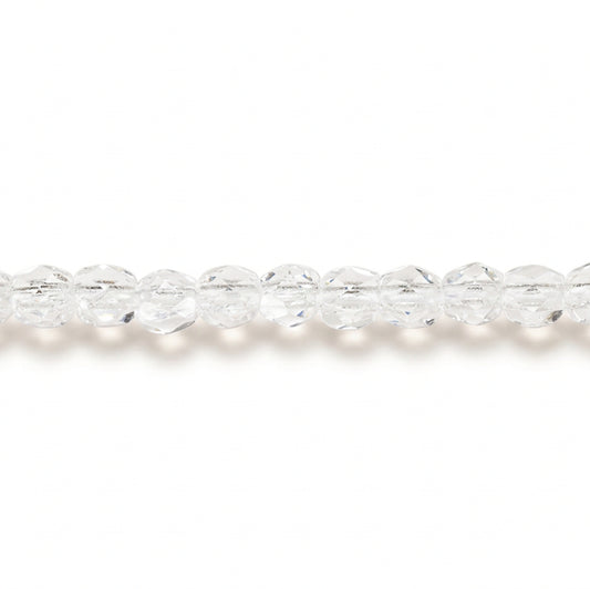 Czech Clear Crystal Fire Polished Round Glass Beads, 3mm - 1 Strand
