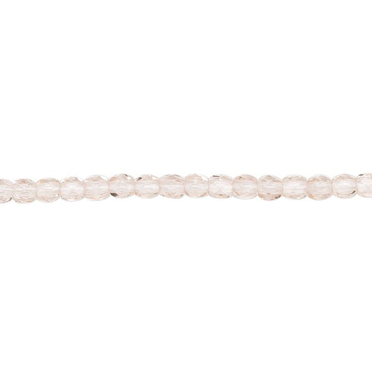 Czech Light Rose Fire Polished Round Glass Beads, 4mm - 1 Strand