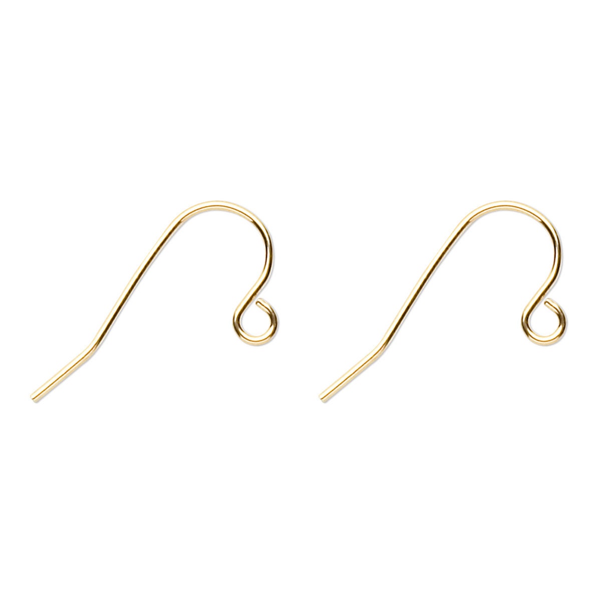 Two gold earring hooks on a white background