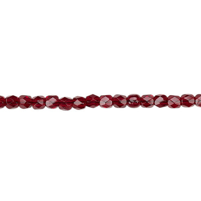 Czech Translucent Garnet Red Fire Polished Round Beads, 3mm, 1 Strand (approx. 120)
