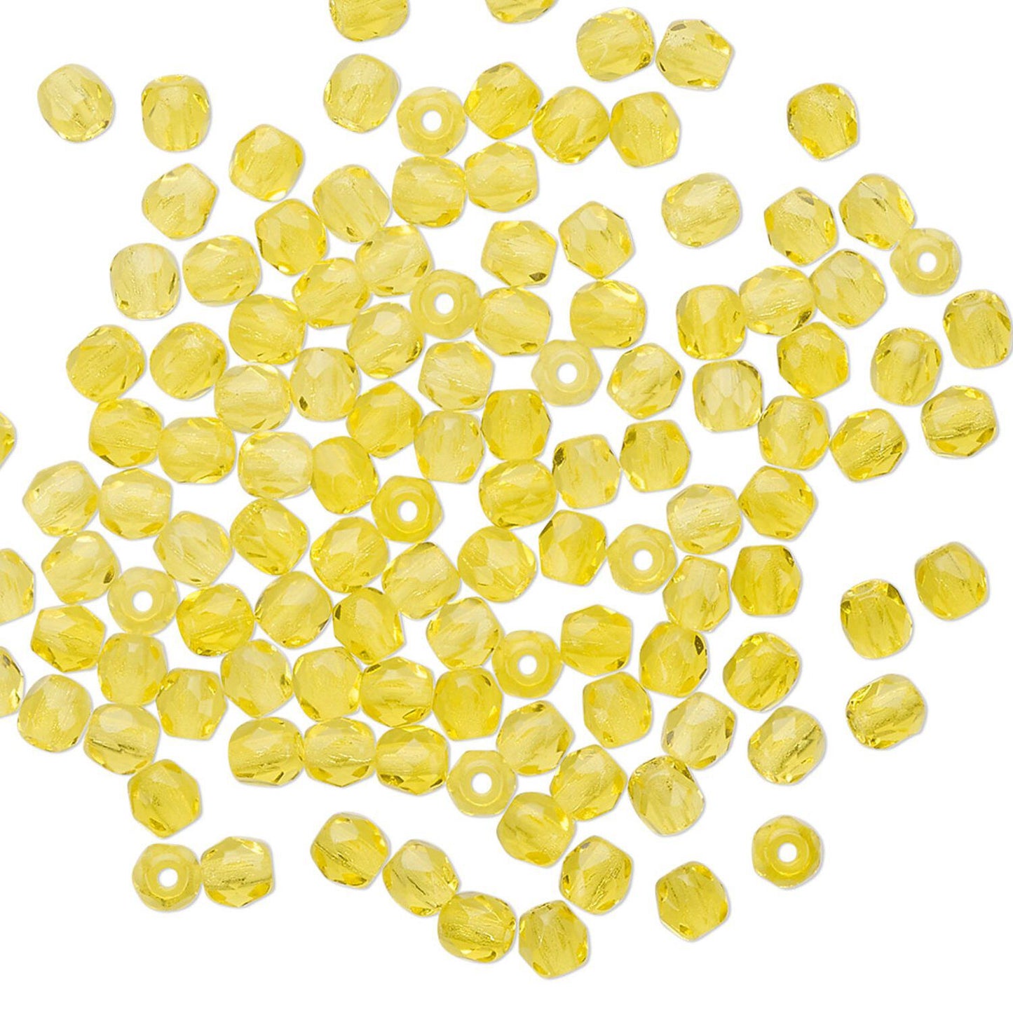 Czech Fire Polished Translucent Yellow Round Beads, 3mm, 1 Strand (approx. 120)