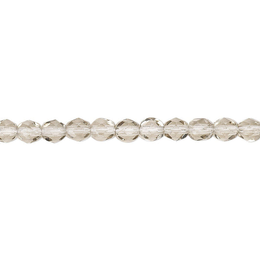Czech Smoke Fire Polished Round Glass Beads, 4mm - 1 Strand