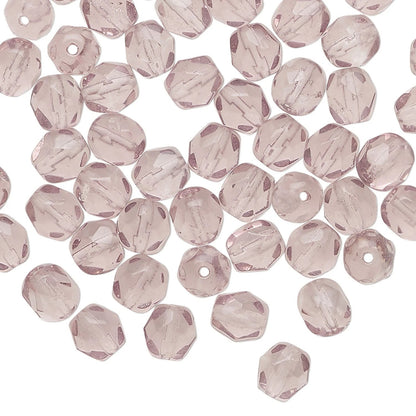 Lavender Czech Fire Polished Glass Beads, 4mm - 1 Strand