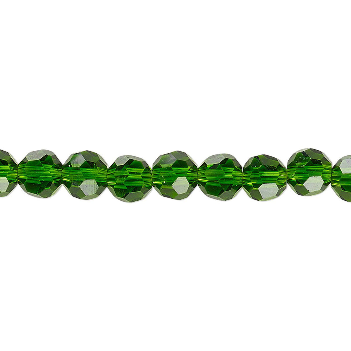 Celestial Emerald Green Crystal Glass Faceted Round Beads, 6mm - 1 Strand