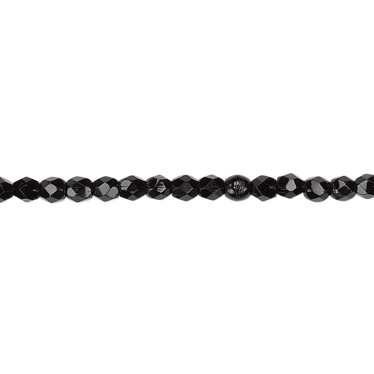 Jet Black Czech Fire Polished Glass Beads, 3mm - approximately 130 pcs