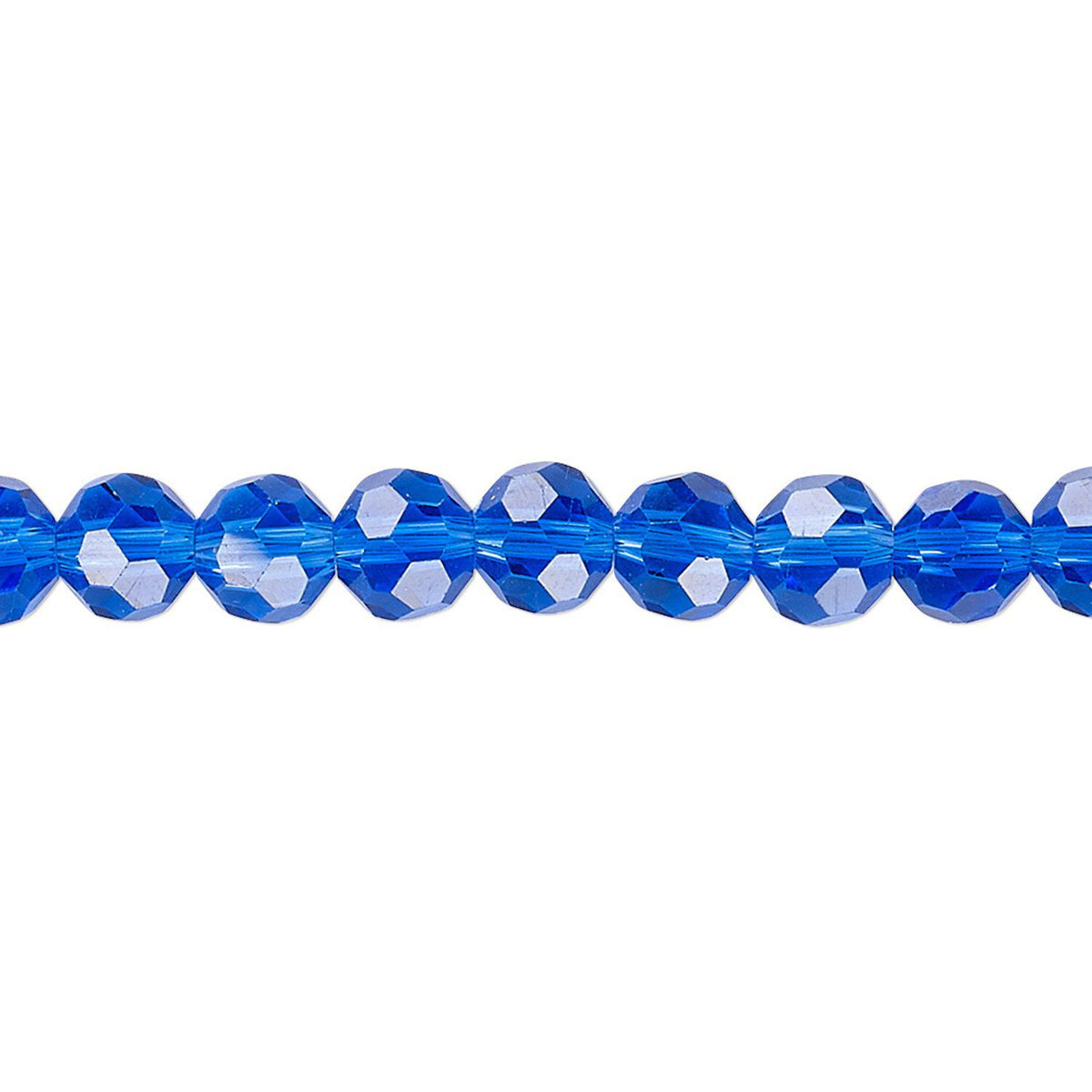 Celestial Medium Blue Crystal Glass Faceted Round Beads, 6mm - 1 Strand