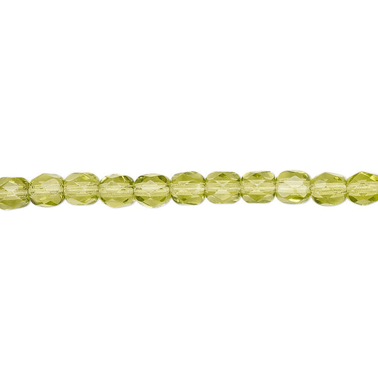 Czech Olivine Green Fire Polished Round Glass Beads, 4mm - 1 Strand