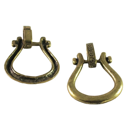 Antiqued Gold Pewter Horseshoe Bails for ID Badge & Eyeglass Holders, 34x28mm - 2 pcs