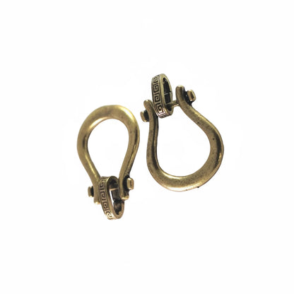 Antiqued Gold Pewter Horseshoe Bails for ID Badge & Eyeglass Holders, 34x28mm - 2 pcs