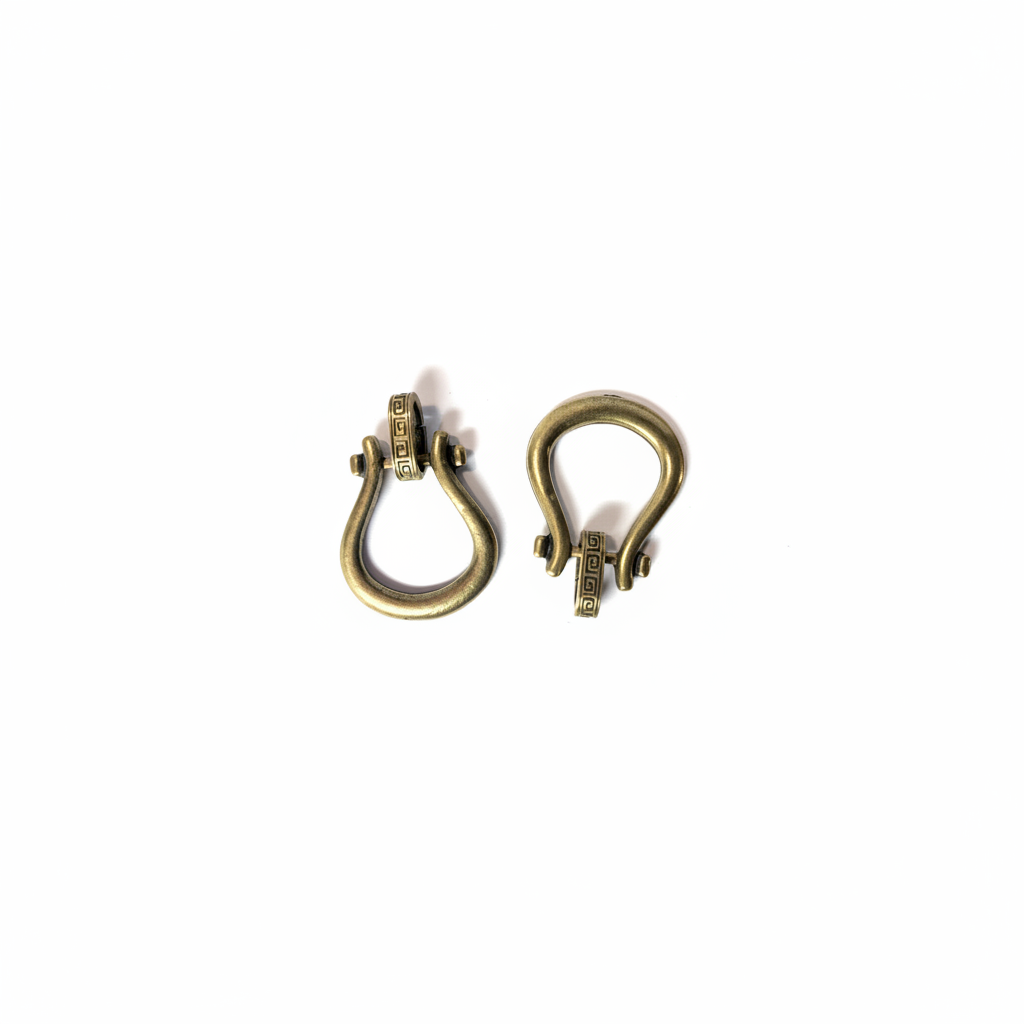 Antiqued Gold Pewter Horseshoe Bails for ID Badge & Eyeglass Holders, 34x28mm - 2 pcs