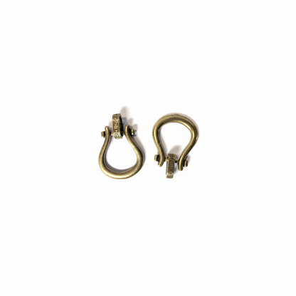 Antiqued Gold Pewter Horseshoe Bails for ID Badge & Eyeglass Holders, 34x28mm - 2 pcs
