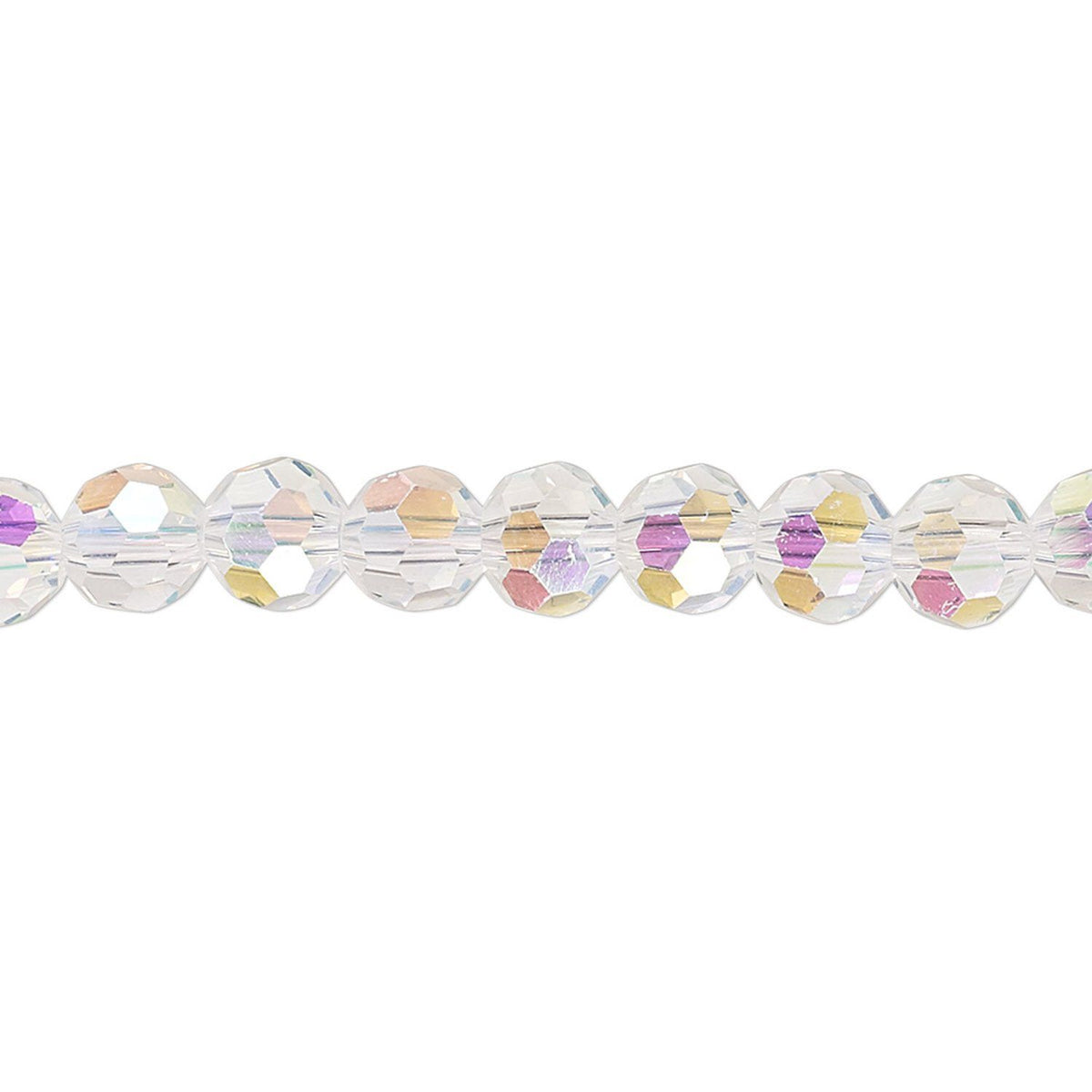 Celestial Clear AB Crystal Glass Faceted Round Beads, 6mm - 1 Strand
