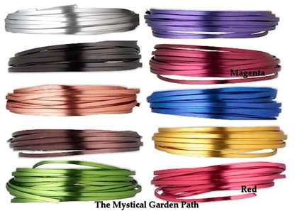 Metallic wire in various colors with labels on a white background