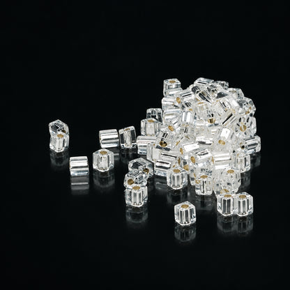 Clear GLASS beads on a black background