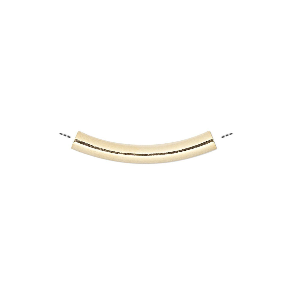Gold Plated Brass Curved Tube Beads, 22x3mm - 100 pcs