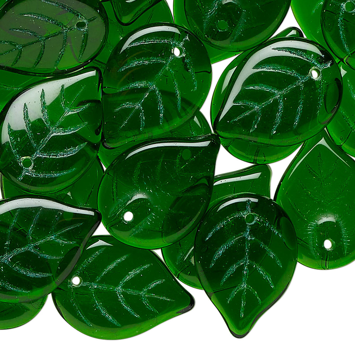 GLASS LEAF CHARMS