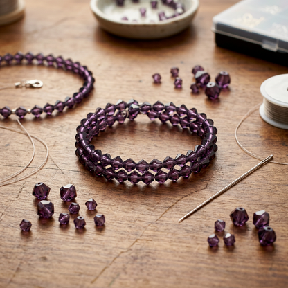 Tanzanite Purple Faceted Bicone Crystal Beads, 6mm - 1 Strand