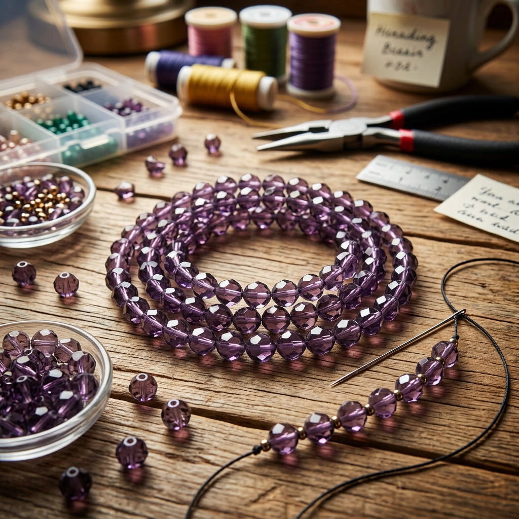 Tanzanite Purple Faceted Round Glass Crystal Beads, 8mm - 1 Strand