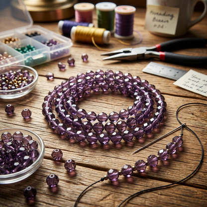 Tanzanite Purple Faceted Round Glass Crystal Beads, 8mm - 1 Strand