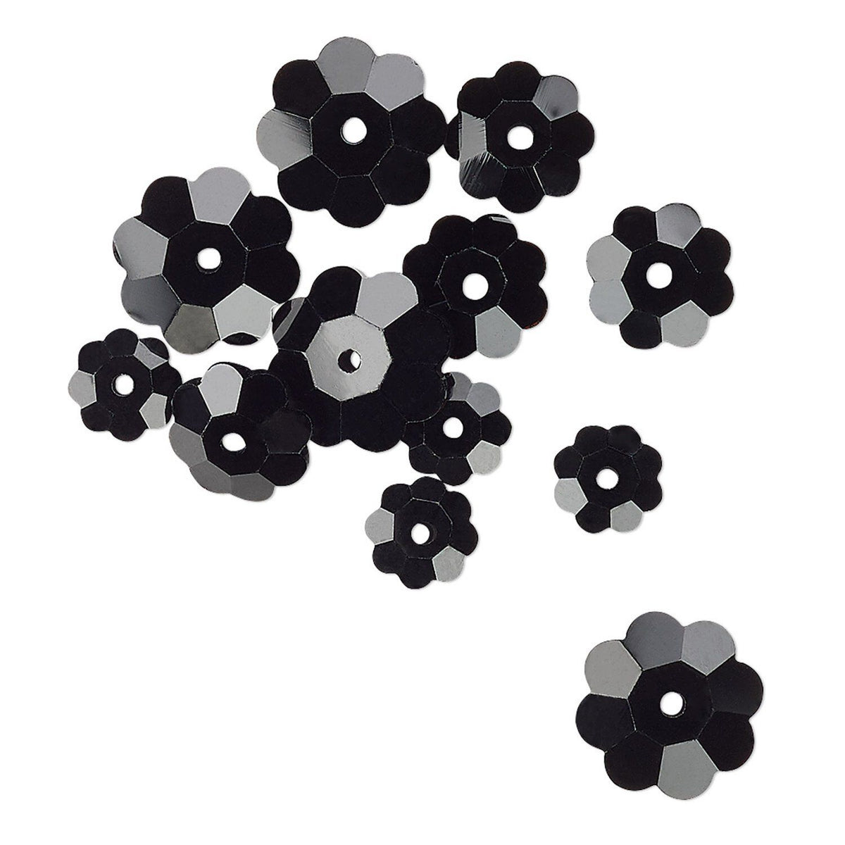 BLACK GLASS FLOWER BEADS