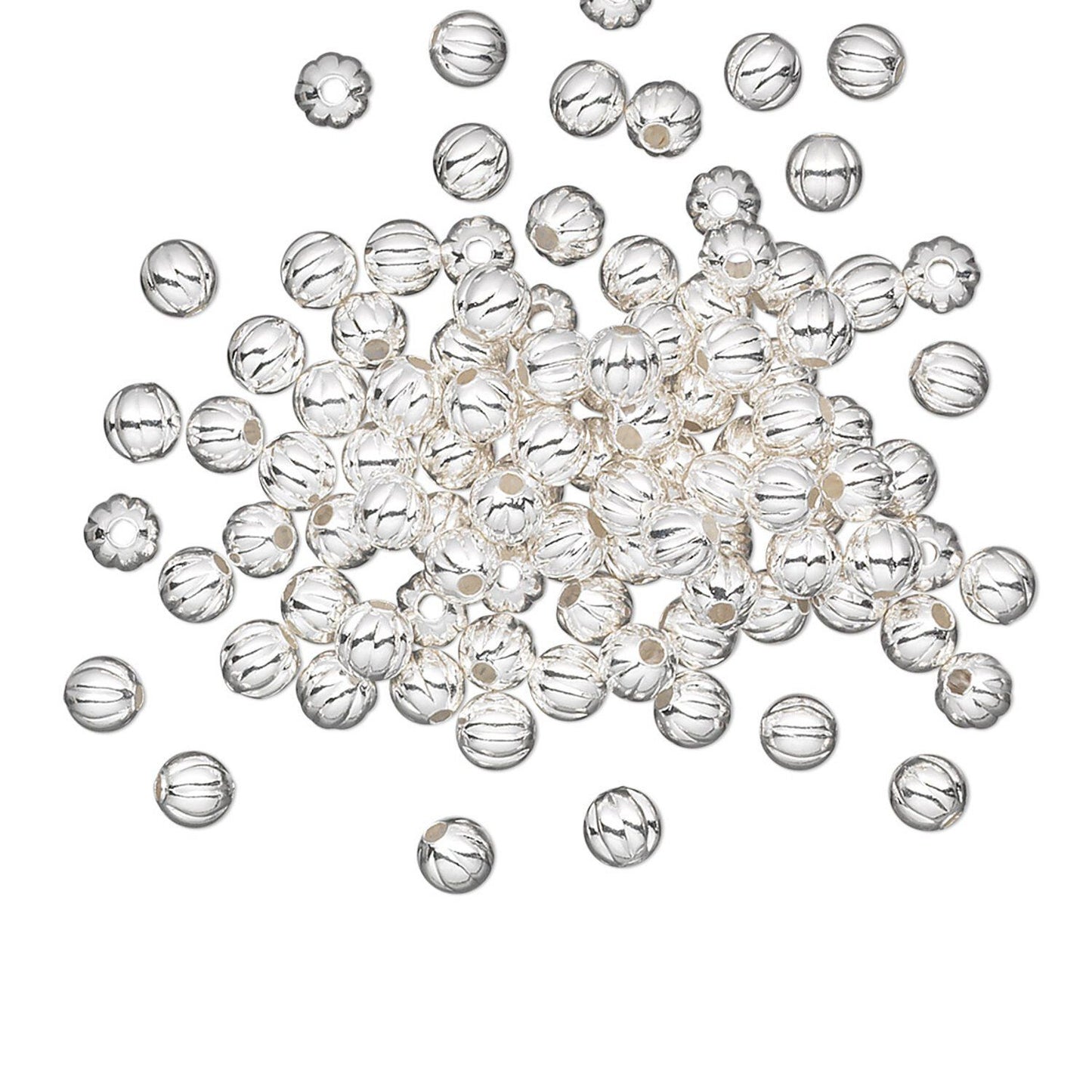Silver-Plated Brass Corrugated Round Spacer Beads, 2.5mm