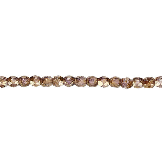 Czech Copper Luster Fire Polished Round Glass Beads, 3mm - 1 Strand