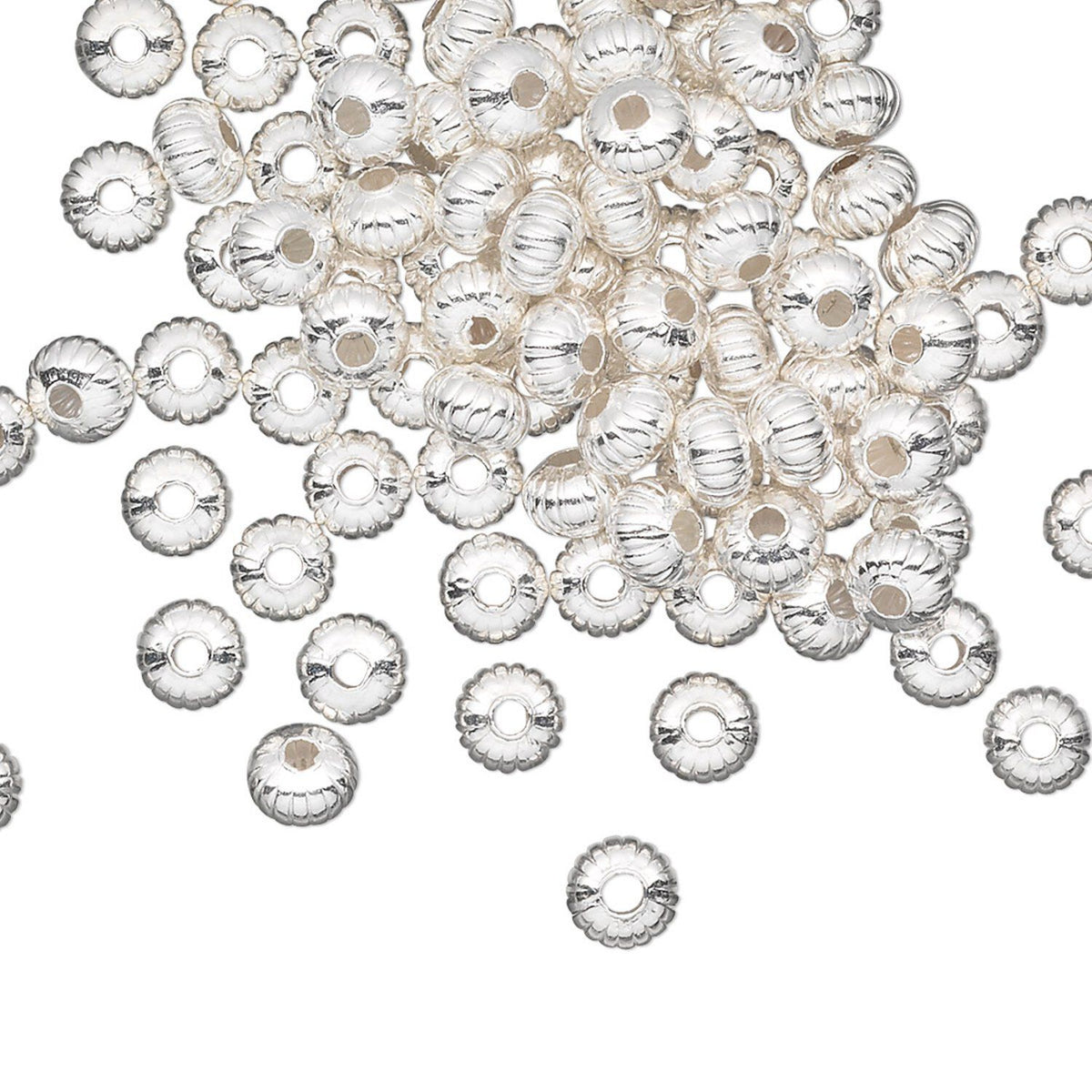  round beads with a scalloped edge and a threaded hole, shown on a plain white background.