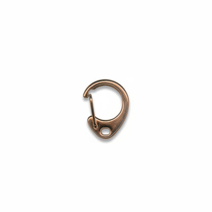 A single metallic carabiner-style hook with a warm copper or bronze finish, isolated on a plain white background.