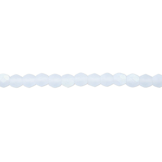 Czech Fire Polished AB Ice Blue Round Beads, 4mm, 1 Strand (approx. 100)