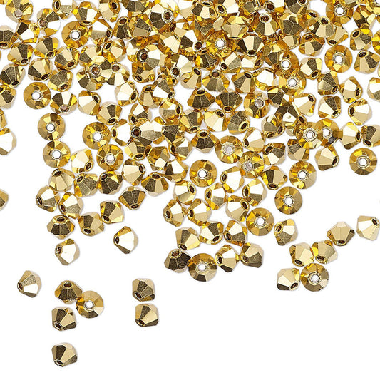 Preciosa Crystal Aurum 2X Gold Bicone Beads, 3mm - 48 pcs or 144 pcs