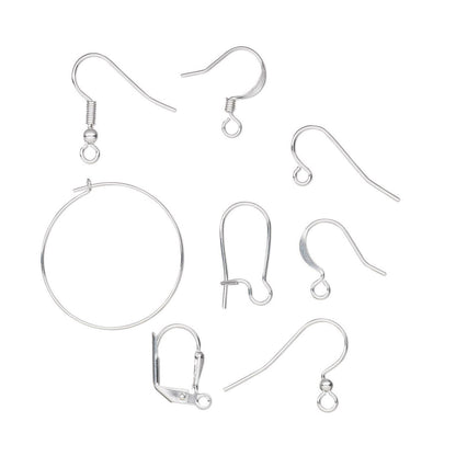 Silver-Plated Ear Wire Assortment Mix, 14–24.5mm, 50 Pairs