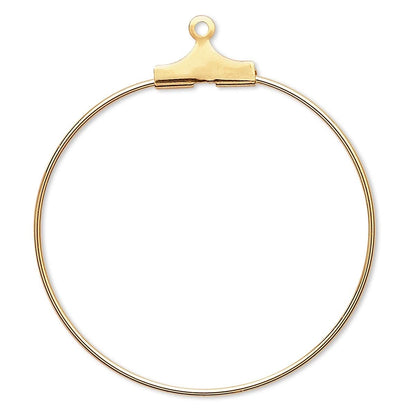 A gold-plated hoop earring blank with a flat top clasp and hanging loop, shown on a solid white background.