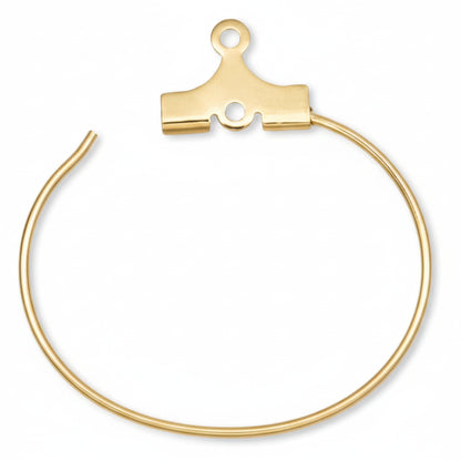 Gold-plated twisted wire hoop earrings with a lobster clasp closure, shown on a plain white background.