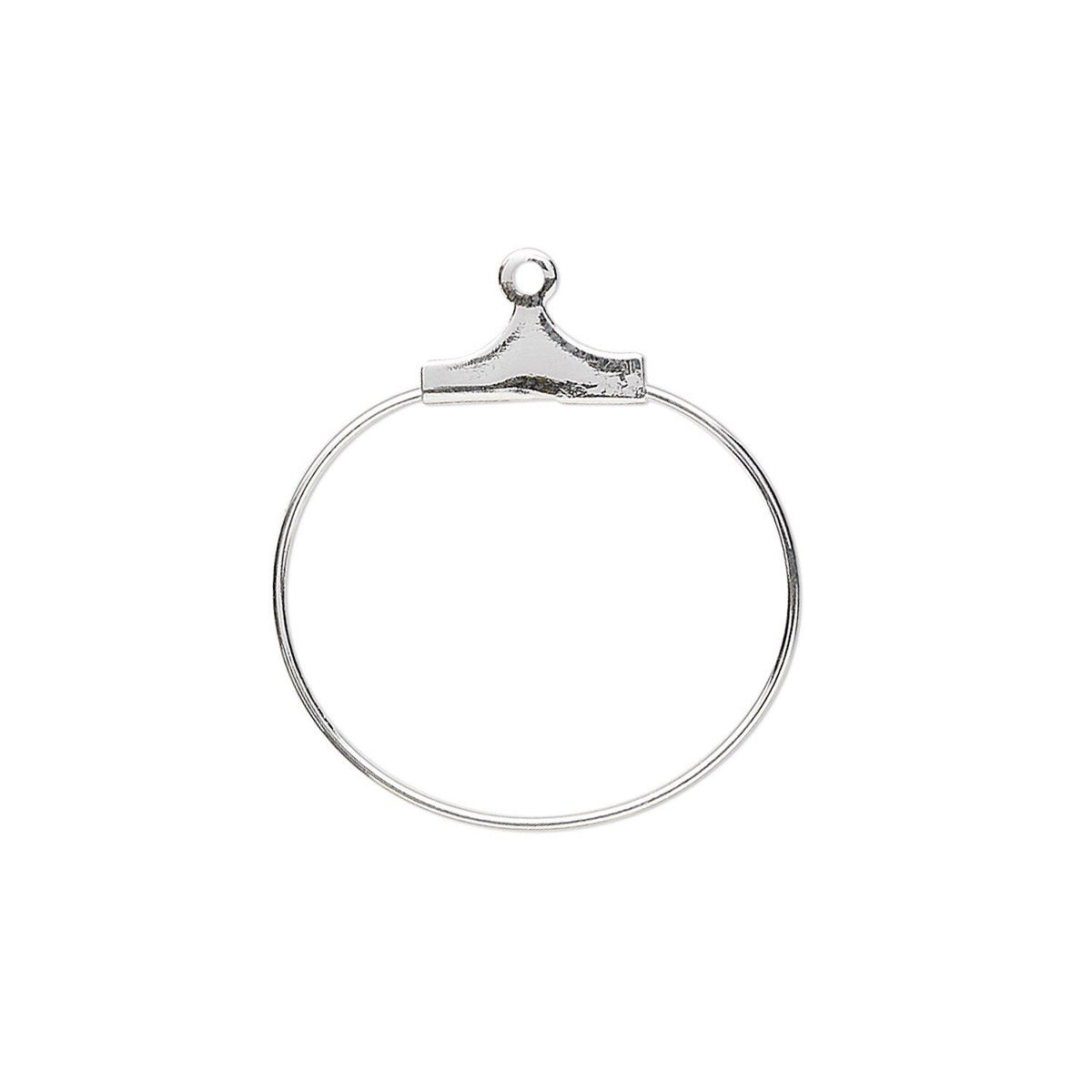 A sterling silver huggie hoop earring with a textured flat back and a small top loop, shown on a plain white background.