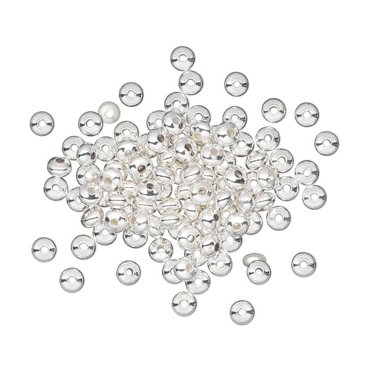 Silver Plated Brass Smooth Rondelle Spacer Beads, 3x2mm - 144 pcs