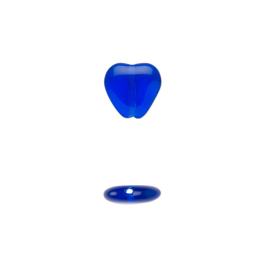 Czech Pressed Glass Transparent Blue Heart Beads, 10mm, 1 Strand (approx. 42)