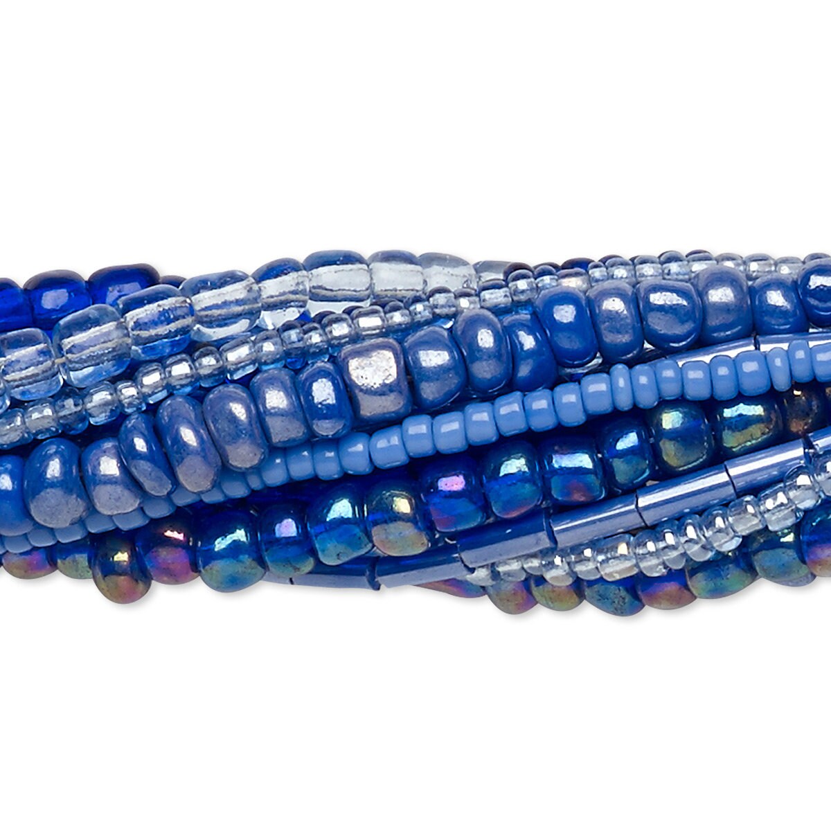 Cobalt Blue Glass Seed & Bugle Bead Mix — 10 Strands (1,100-1,700 beads)
