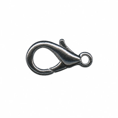 A single metallic lobster clasp hook with a small attachment loop, shown on a plain white background.