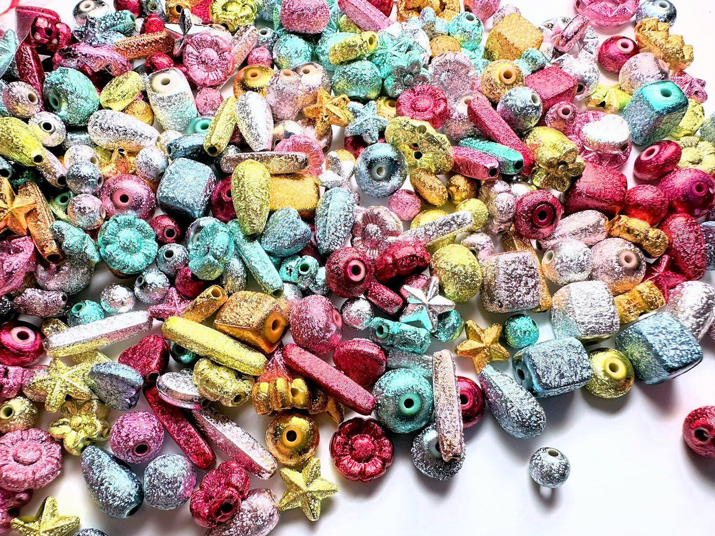 Acrylic Stardust Bead Mix Assorted Shapes 6–17x4mm — 100g (300–400 pcs)