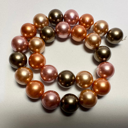 Multi-Color Round Shell Pearl Beads, 16mm, 1 Strand (approx. 25)
