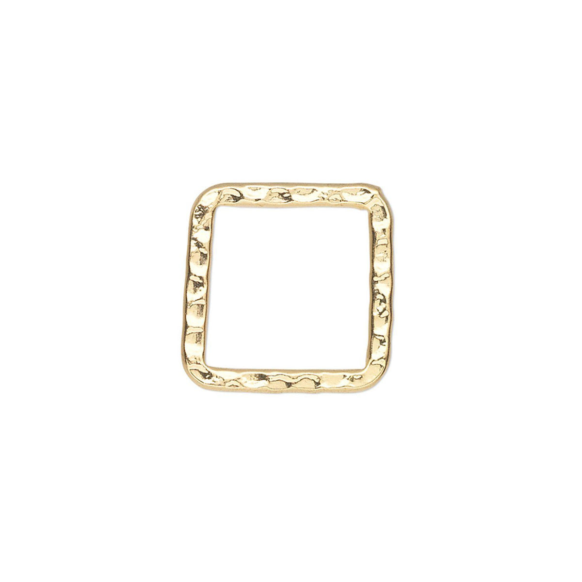A square gold-toned metal frame with a textured, hammered finish on a solid white background.