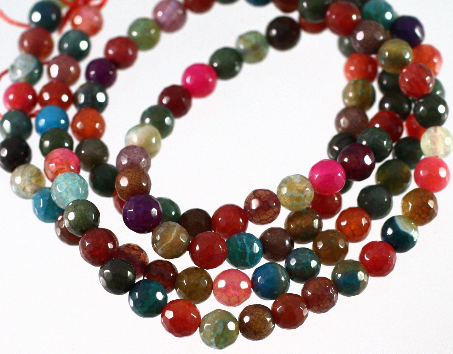 Multicolor Agate & Quartz Crystal Faceted Round Beads 6mm — 1 Strand (67 beads)