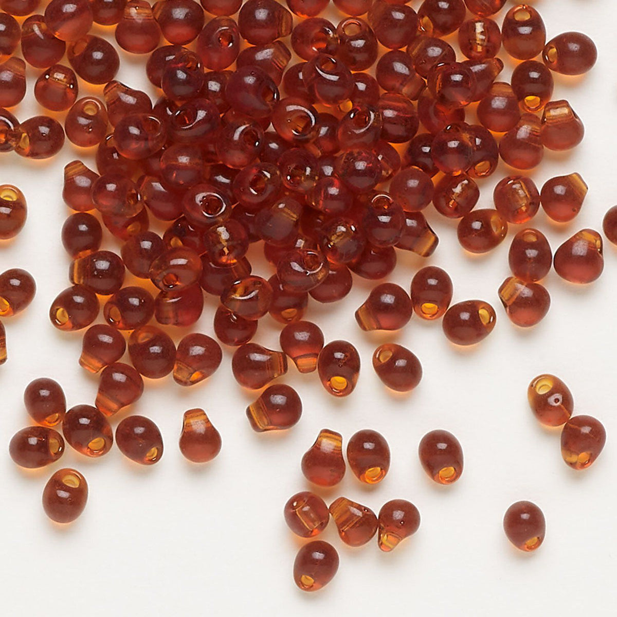 Miyuki Transparent Dark Amber Yellow Teardrop Fringe Beads, 4x3.4mm, 10g