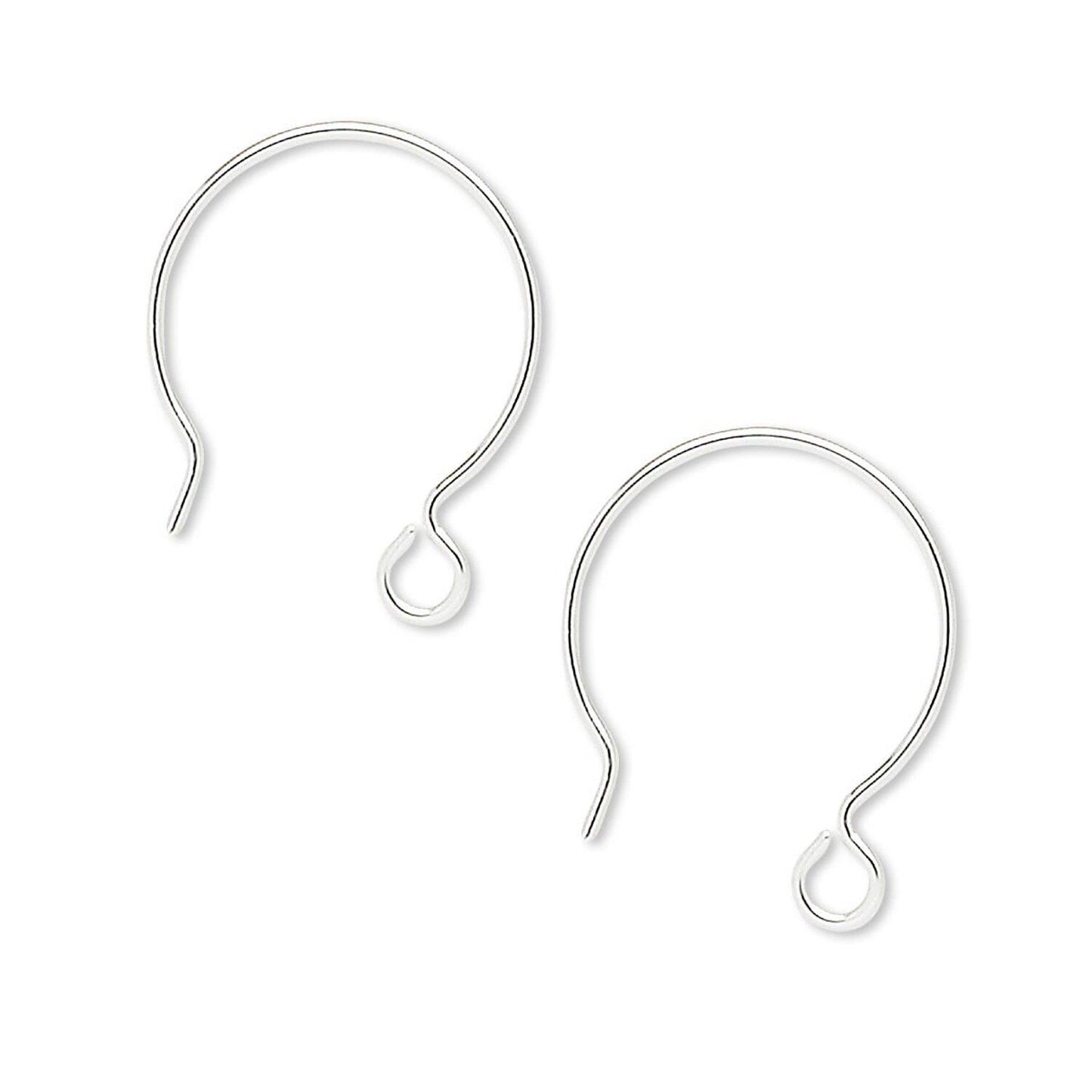 Sterling Silver French Hoop Ear Wires with Open Loop, 20x22mm, 10 Pair (20 pcs)