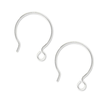Sterling Silver French Hoop Ear Wires with Open Loop, 20x22mm, 10 Pair (20 pcs)