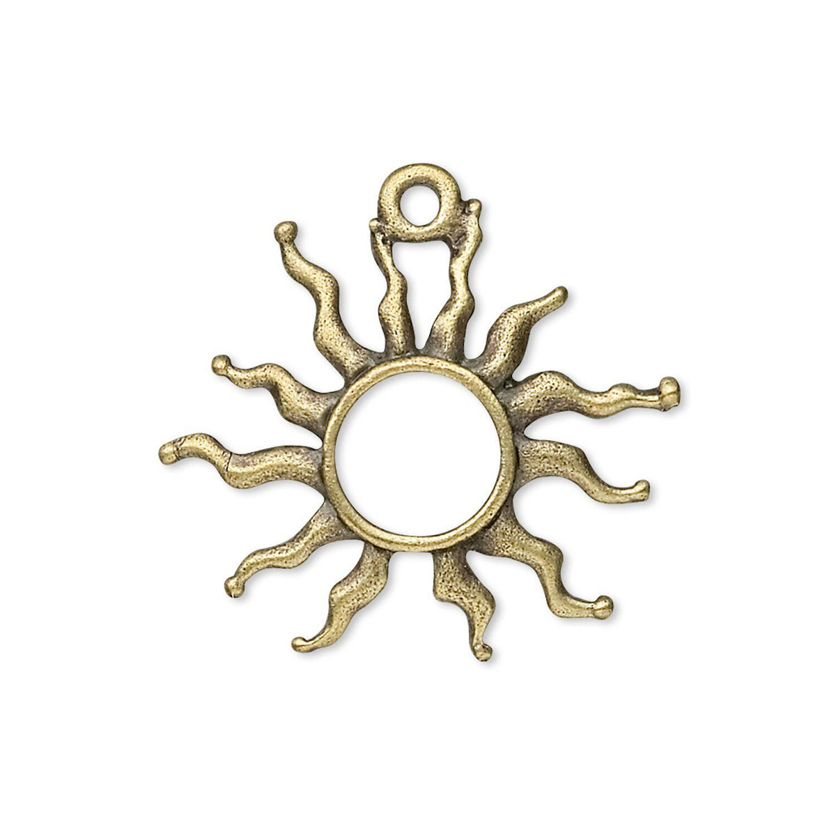 Antiqued Brass Plated Pewter Fancy Sun Charms, 27x24mm - 10 pcs