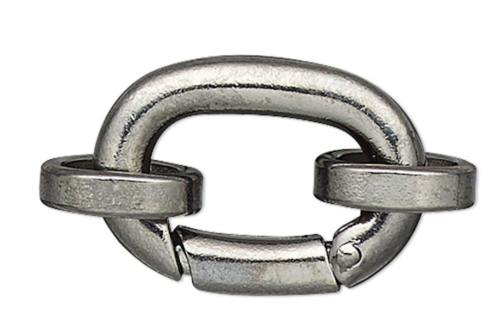 Gunmetal Plated Brass Self-Closing Hinged Clip Bail Clasps 14x10mm with Jump Rings — 1 or 4 Packages