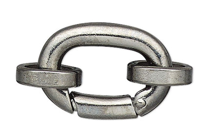 Gunmetal Plated Brass Self-Closing Hinged Clip Bail Clasps 14x10mm with Jump Rings — 1 or 4 Packages