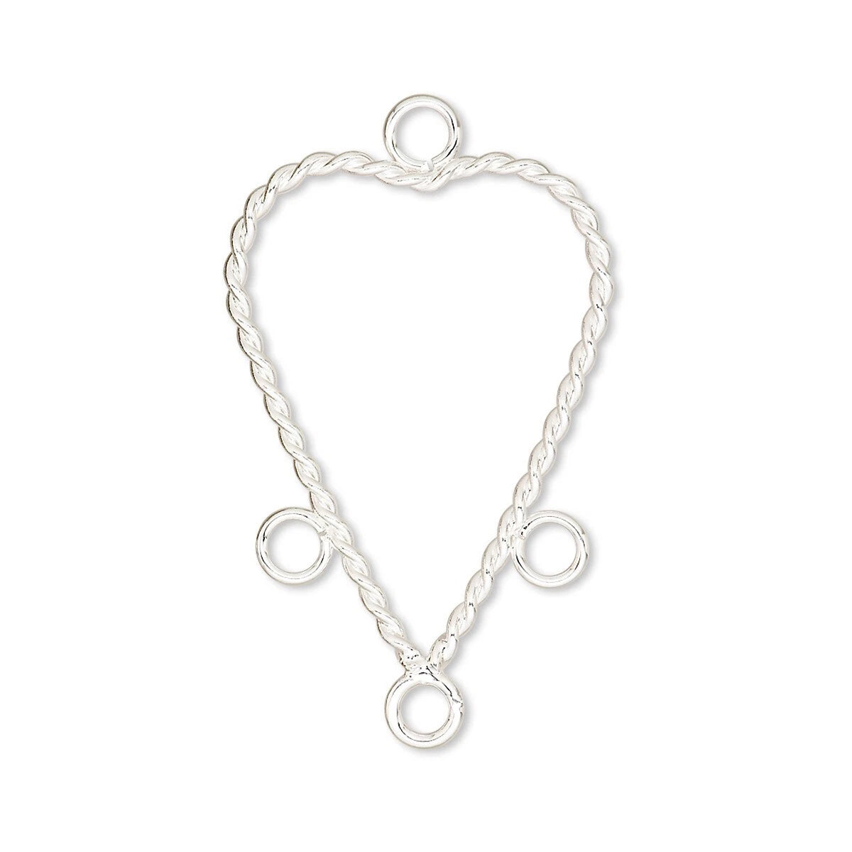 A silver rope chain heart chandelier, shown on a plain white background.